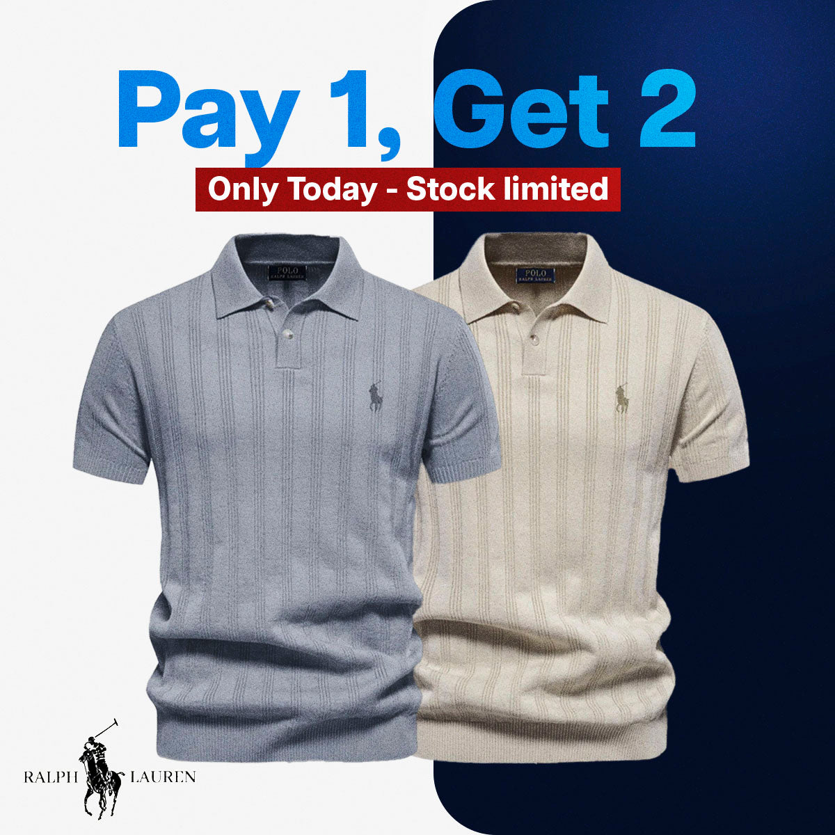 RL Textured Knit Men’s Polo – BUY 1, GET 2